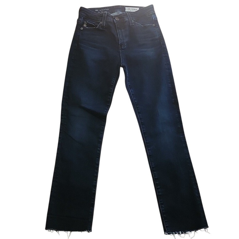 AG Jeans Anthropologie Mari Mid Rise Cigarette Stretch‎ Straight Raw Hem Size 24